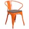Flash Furniture Orange Metal Chair with Wood Seat and Arms, PK4 4-CH-31270-OR-WD-GG - alternate 6